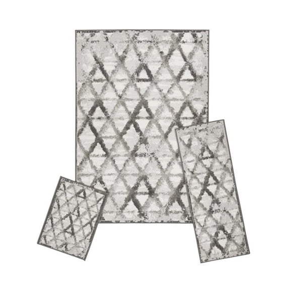 Achim CAPRI3P401 Capri 3 Piece Rug Set - Rizzy Grey