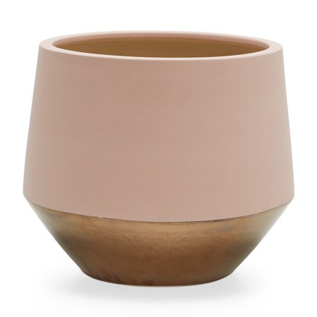 MoDRN Glam Blush and Gold Ceramic Planter