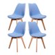 thumbnail image 1 of Sillas Tulip Tipo Eames Modernas Minimalistas Estructura de las Sillas en Madera con Asiento Acolchado Set de 4 Piezas Mirel Tulip Azules Mirel Tulip, 1 of 5