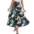 thumbnail image 5 of Women's Floral Midi Skirt, Drawstring High Waist Tiered Pleated Skirt, Casual Boho Skirt for Vacation, Daily Wear and Spring Outfits,Navy,M, 5 of 7