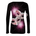 thumbnail image 5 of Mardi Gras Shirts Womens Glitter Carnival Long Sleeve Graphic Tee Mask Print V Neck Green Tops Black M, 5 of 7
