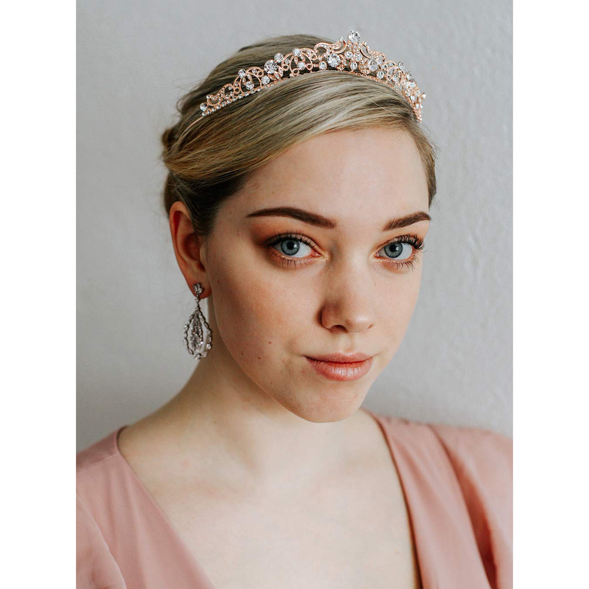 Rose Gold Wedding Tiaras and Crowns with Comb, Rhinestone  display picture 2
