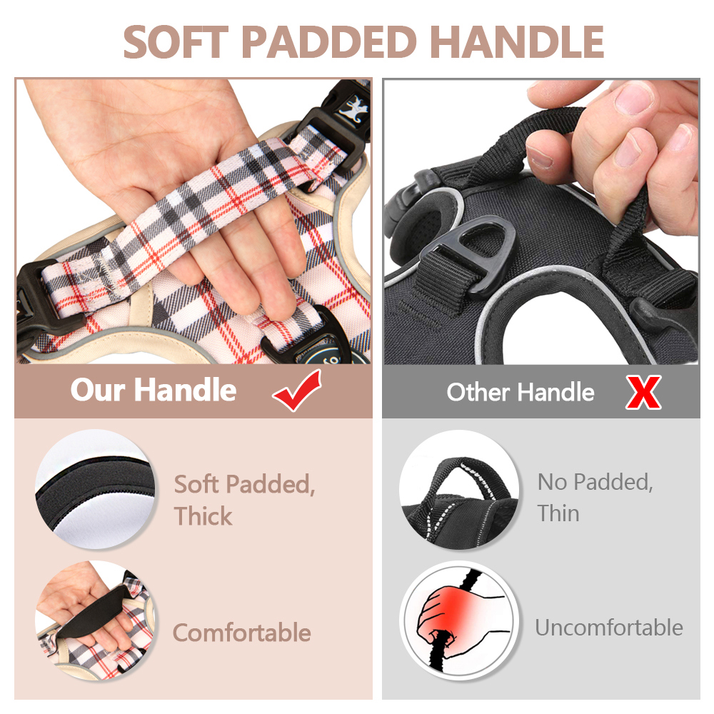 PoyPet No-Pull Dog Harness, Checkered Beige XL photo 7