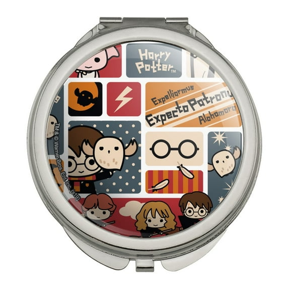 Harry Potter Cute Chibi Pattern Compact Travel Purse Handbag Makeup Mirror