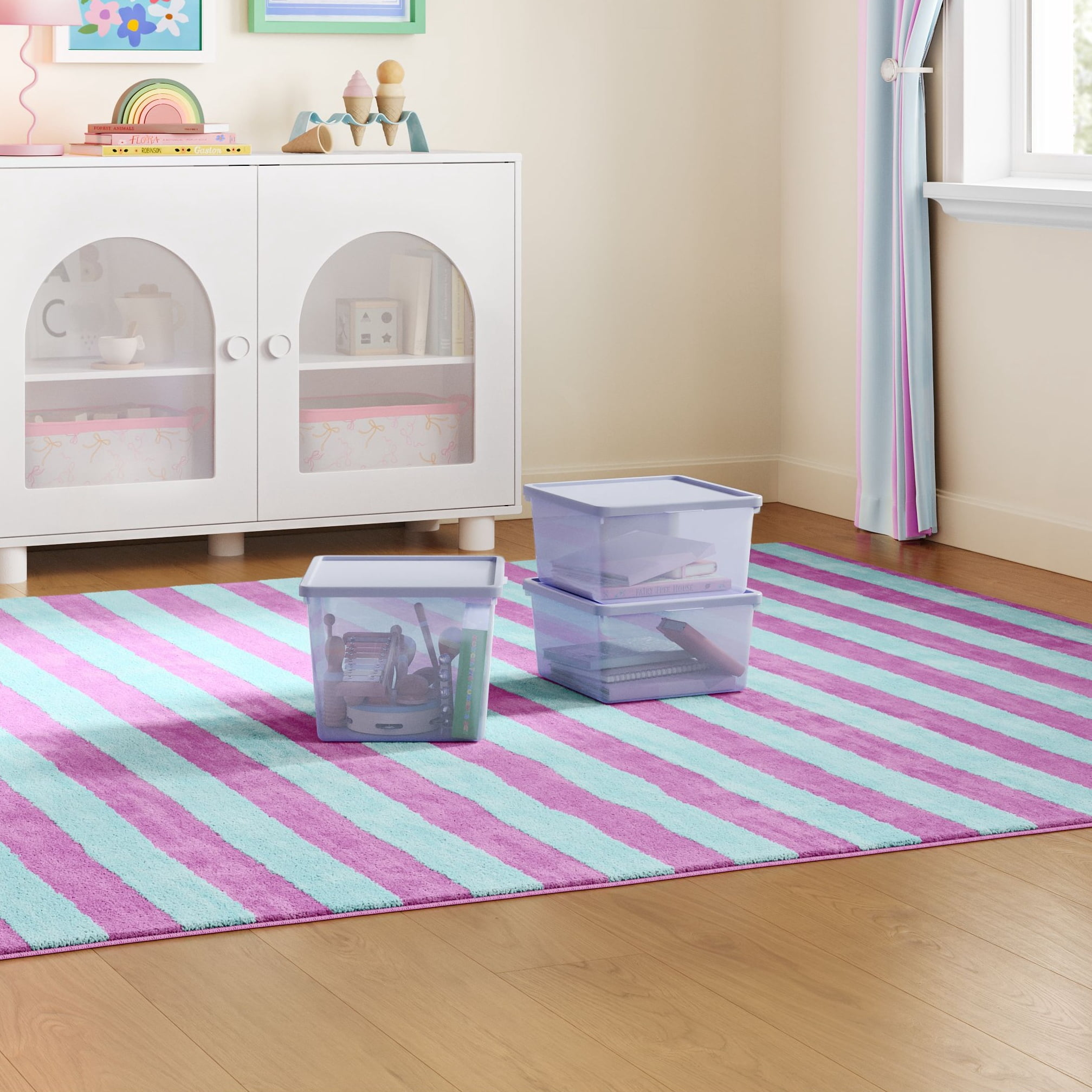 Mainstays Kids Purple Medium Plastic Storage Bin with Lid