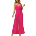 thumbnail image 2 of Ofreoo Women's Fashion Casual Solid Color Jumpsuit Flowy Pants for Women Great Gifts for Less, 2 of 9