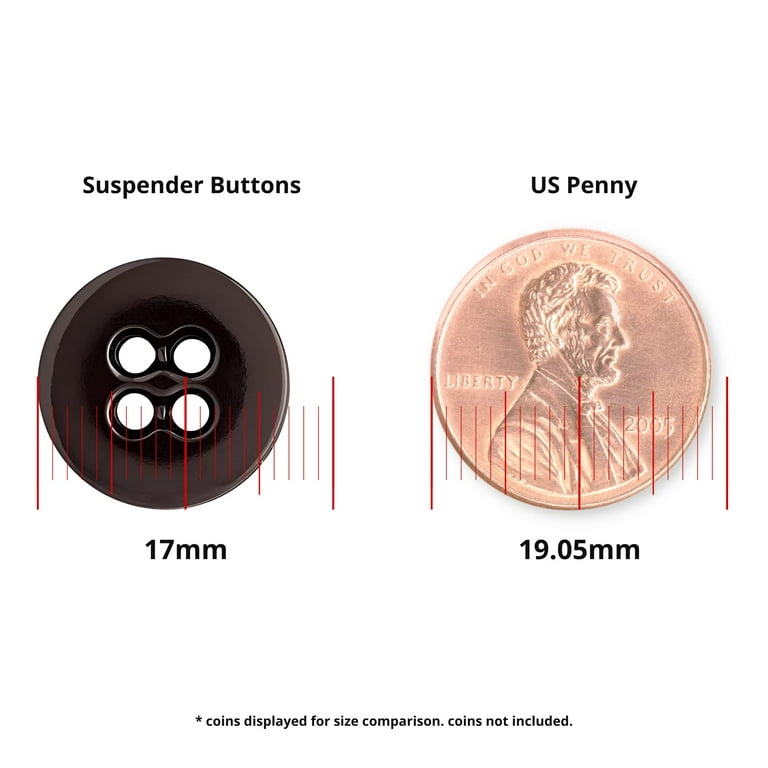 Buttonmode Suspender Brace Pant Buttons Set Includes 1-Dozen Pants Buttons Measuring 17mm (Slightly More Than 5/8 inch), Brown Dark, 12-Buttons