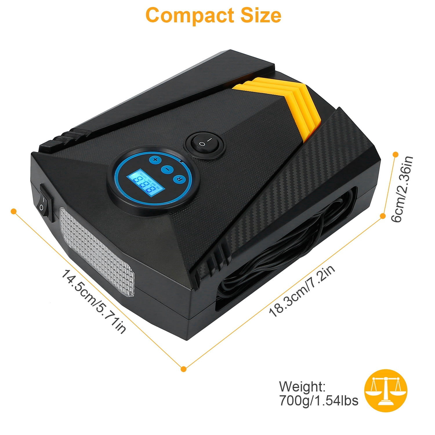 Tire Inflator Car Accessories TeqHome 150PSI Portable Air Compressor Air Pump for Car Tires 12V DC Auto Pump with Digital LCD Display for Bicycle Balls