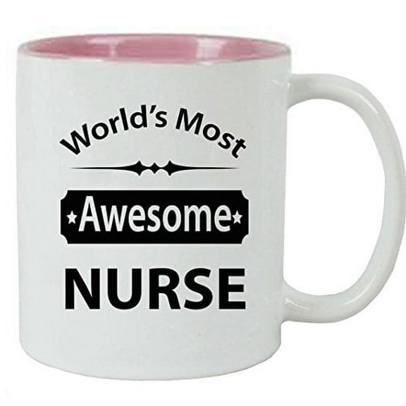 CustomGiftsNow World's Most Awesome Nurse Coffee Mug - Great Gift for a CNA, RN, LPN Nurse, Nursing Student or Nursing Graduate (Pink)