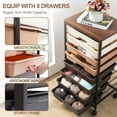 thumbnail image 3 of Rolling Carts with Wheels,Utility Cart with 8 Drawers and Wooden Tabletop,Rolling Drawer Cart,Plastic Drawer Storage for Living Room,Classroom,Bedroom,Bathroom,Dorm,Office,Brown, 3 of 16