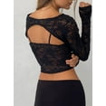 thumbnail image 6 of Women's Long Sleeve Tops Spaghetti Strap Lace Cami Tops and Long Sleeve Tie-up Shrug Set Going Out Tops, 6 of 7