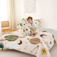 thumbnail image 4 of Manfei Boho Planets Pattern Queen Comforter Set,Minimalist Stars Moon Comforter Sets Queen,Beige Brown Green,Light Gray Reversible,3-Piece,1 Comforter and 2 Pillowcases, 4 of 7