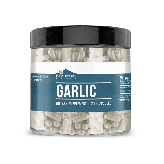 Earthborn Elements Garlic 200 Capsules, Pure & Undiluted, No Additives