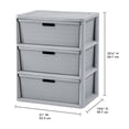 thumbnail image 2 of Sterilite Wide 3 Drawer Tower, Plastic Storage Organizer with Removable Decorative Bins, Easy to Assemble - No Tools Needed, Gray, 2 of 14