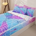 thumbnail image 3 of Castle Fairy Glitter Mermaid Tail Tile Zipper Full Size Comforter Sets with Fitted Sheet and 2 Pillowcases,Starfish Shell Pastel Scale Seamless Print Zipper Bedding Set,Reversible,4pcs, 3 of 6