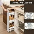 thumbnail image 6 of LOKO Slim Storage Cart, 4-Tier Rolling Cart with Handle & Wooden Top for Kitchen Bathroom Laundry Living Room Narrow Small Spaces, 5 Inches Width (White & Natural), 6 of 17