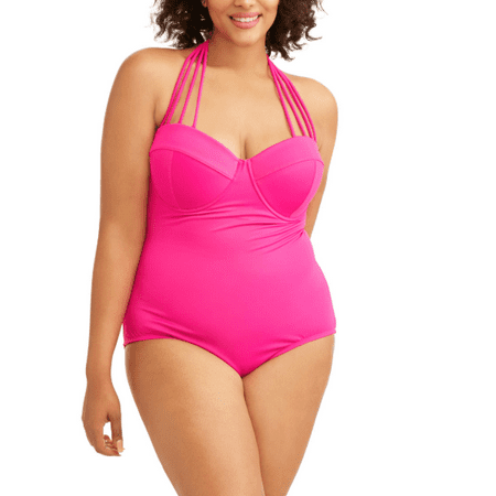 Belted Maillot - 100 Degrees Women's Plus-Size Maillot w/ Convertible Straps One-piece Swimsuit