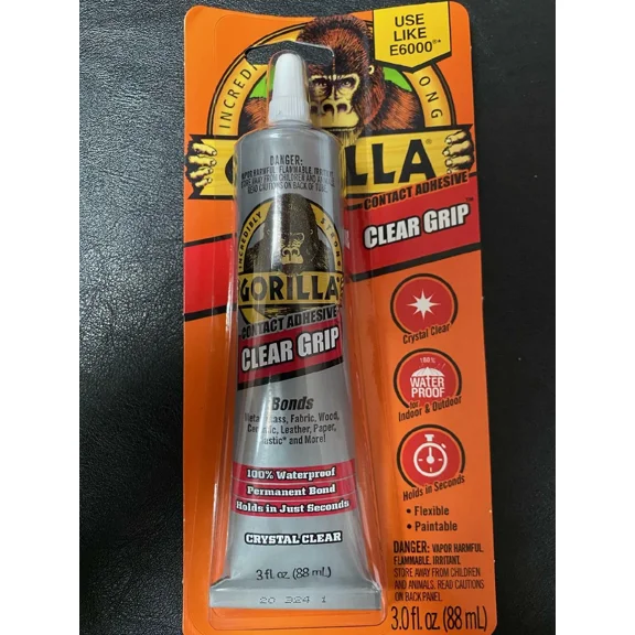 OPAL- Gorilla Glue Clear Grip Contact Adhesive 3Oz Tube Use Like E6000 Craft 5122007