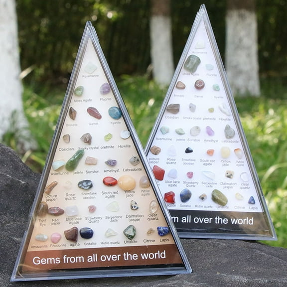 Uscallm under $5 2Pcs Natural Crystal Specimens, Natural Crystal Agate Stone Collection, 36 Specimen Healing Crystals, Semi Precious Gemstone Set, Mineral Rock Display Box, Energy Stone Gift Set