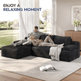 thumbnail image 3 of Renwick 110" Free Assembly L-Shaped Cloud Couch, Corduroy Sectional Sofa with 2 Armrests & 3 Detachable Pillows for Livingroom, Dark Gray, 3 of 11