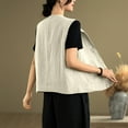 thumbnail image 6 of JGGSPWM Women's Vintage Cotton Linen Sleeveless Vest Jacket Top Loose Fit Button V-Neck Vest with Pockets White XL, 6 of 7
