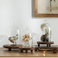 thumbnail image 2 of KMwares 3pcs Glass Bell Shape Dome(5.7"/4.9"/4.3") | Cloche Display various decor and accessories with Wood Base, 2 of 5