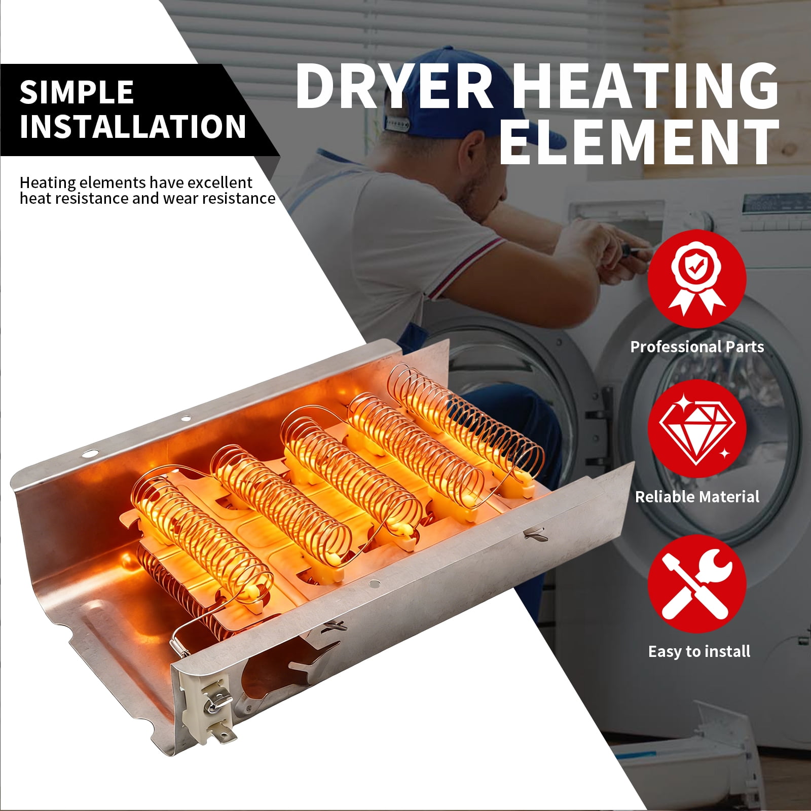 Replacement for Whirlpool Kenmore Maytag Amana, Dryer Heating Element with Thermostat Thermal Fuse, Replacement Parts 279838 279816 3392519