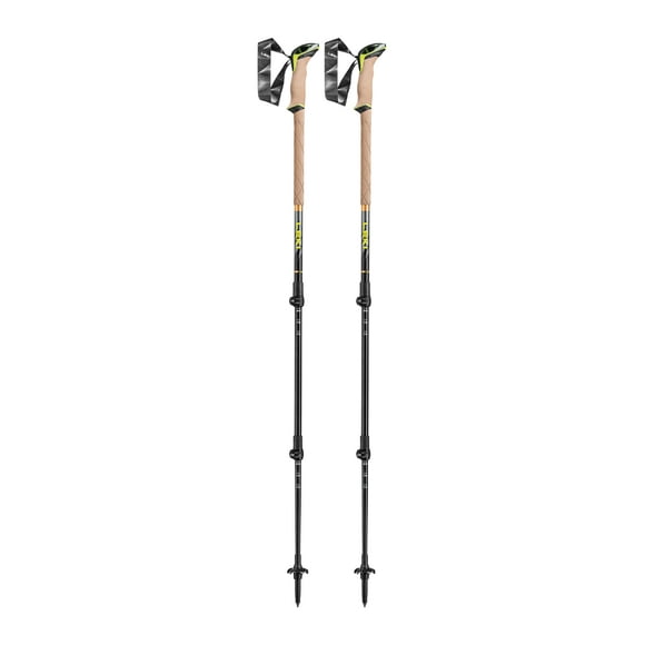 LEKI Sherpa Aluminum Adjustable Lightweight Ski Poles for Backcountry Skiing & Snowboarding - Dark Anthracite-Copper-Neonyellow - 110-145 cm