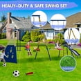 thumbnail image 6 of SENCHO GINSYTALIOR Swing Set for Kids Outdoor Swing Sets Heavy-Duty Metal Swing Set with Trampoline Backyard Swing Set Holds Up to 440lbs for Ages 3-8, 6 of 14