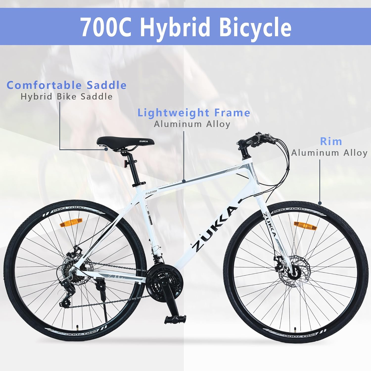 700C Road Bike for Men with Aluminum Alloy Frame 21 Speed & Disc Brakes - image 4 of 6