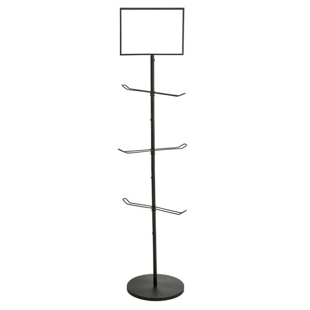 Purse and Handbag Rack, Floor Standing Model with Sign, 57" Tall (Black