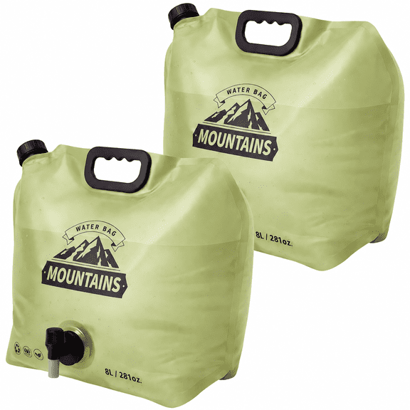 Collapsible Water Jug 2 Gallon, 2 Pack Foldable Water Container with Spout, Reusable Plastic Water Storage Jug for Camping, Hiking, Outdoor and Emergency Preparedness