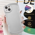 thumbnail image 5 of for iPhone 13 Case 6.1 Inch Cute Curly Wave Frame Phone Case Aesthetic Phone Case for Girls Women Soft TPU Bumper Shockproof Glossy Plated Case, Silver, 5 of 14
