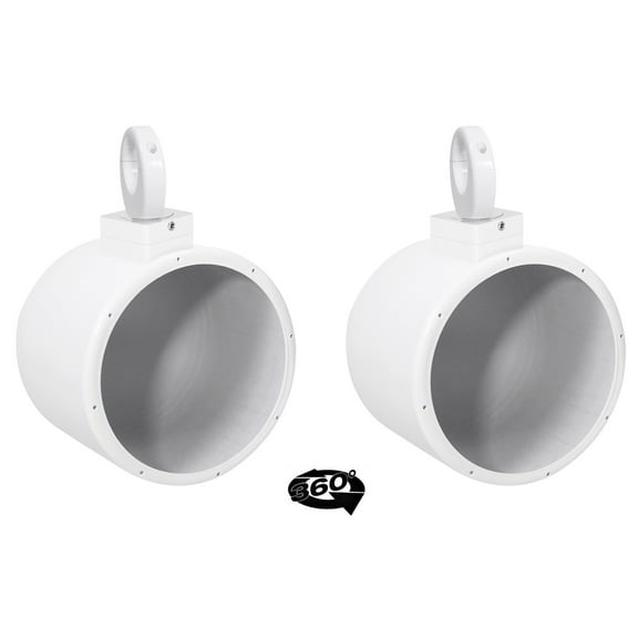 2) Rockville MAC80W 7.7" 360° Swivel White Aluminum Wakeboard Tower Speaker Pods
