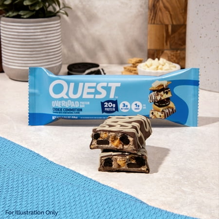 Quest Overload Protein Bar, Cookie Commotion Flavor, Gluten Free, Low Sugar, 12 Count