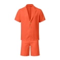 thumbnail image 4 of IWRICH Summer 2 Piece Suits for Men Short Sleeve Tuxedo Blazer Wedding Party Jackets and Elastic Waist Shorts Casual Outfits Orange XXXL, 4 of 7