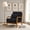 Black, variant on Mid-Century Wooden Lounge Chair with Solid Wood Armrests, Nubby Upholstered Seat & Backrest, High-Density Foam Cushion, for Living Room, Bedroom, Study, Balcony, Coffee