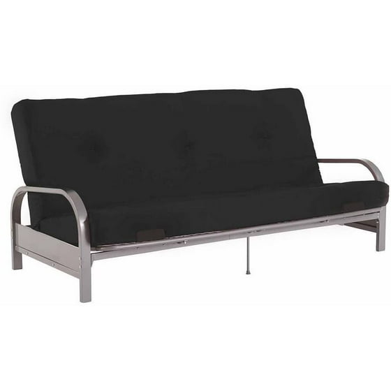 Mainstays Silver Metal Arm Futon Frame with Full Size Mattress