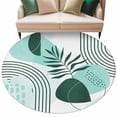 thumbnail image 2 of Round Area Rug 6 Ft, Boho Geometric Washable Non-Slip Circle Carpet for Living Room/Bedroom, Aqua Ethnic Abstract Stripes Leaves Low-Profile Indoor Mats Collection Rugs for Residential, 2 of 7