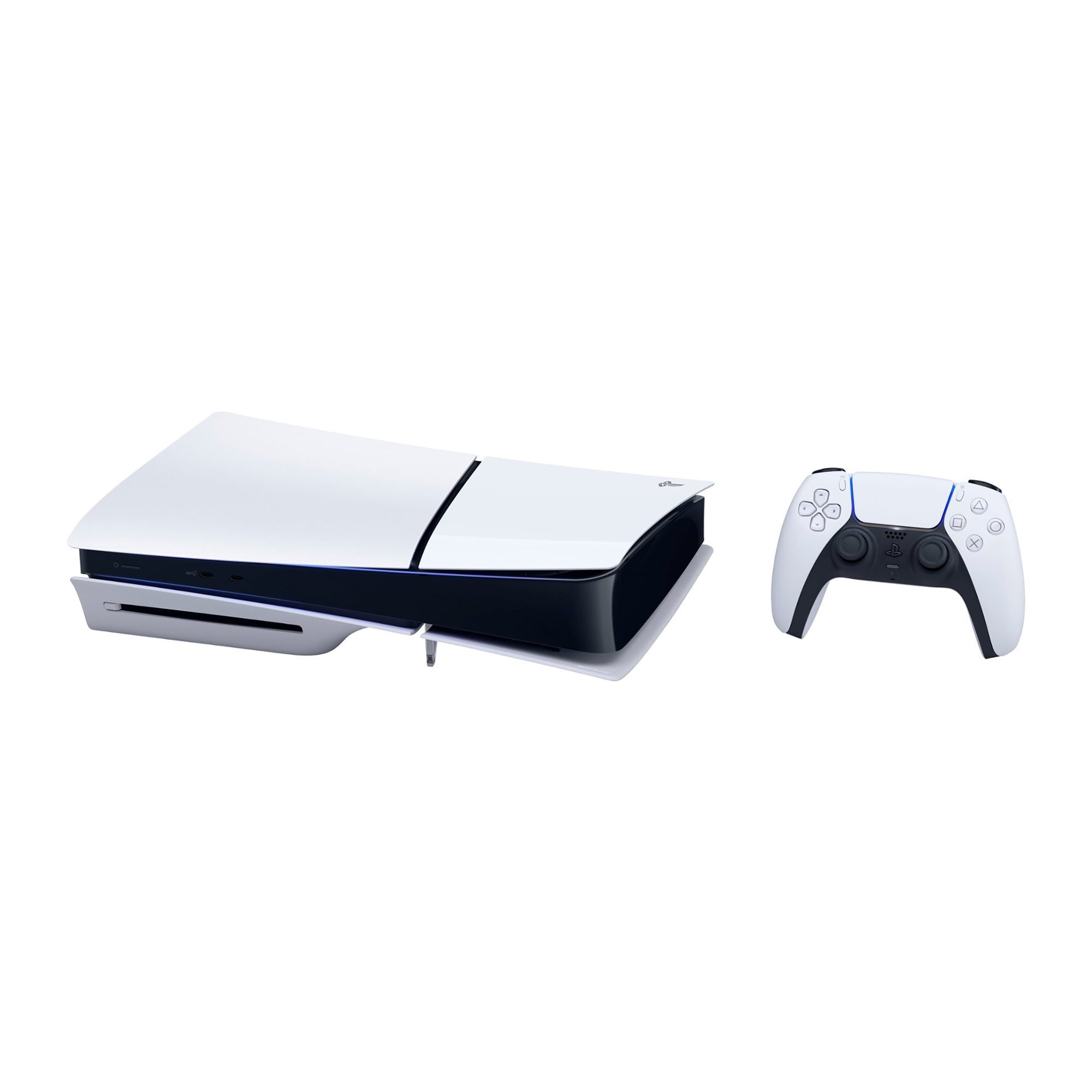 2023 New PlayStation 5 Slim Digital Edition Bundle with Two Controller  White and Starlight Blue Dualsense and Mytrix Controller Charger - Slim PS5  1TB 