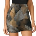 thumbnail image 3 of Elegant Gold Gray Feathers Pattern Women's Shorts Non-Slip Single Pocket A-line Trouser Skirt Summer Shorts Casual Shorts for Women, 3 of 7