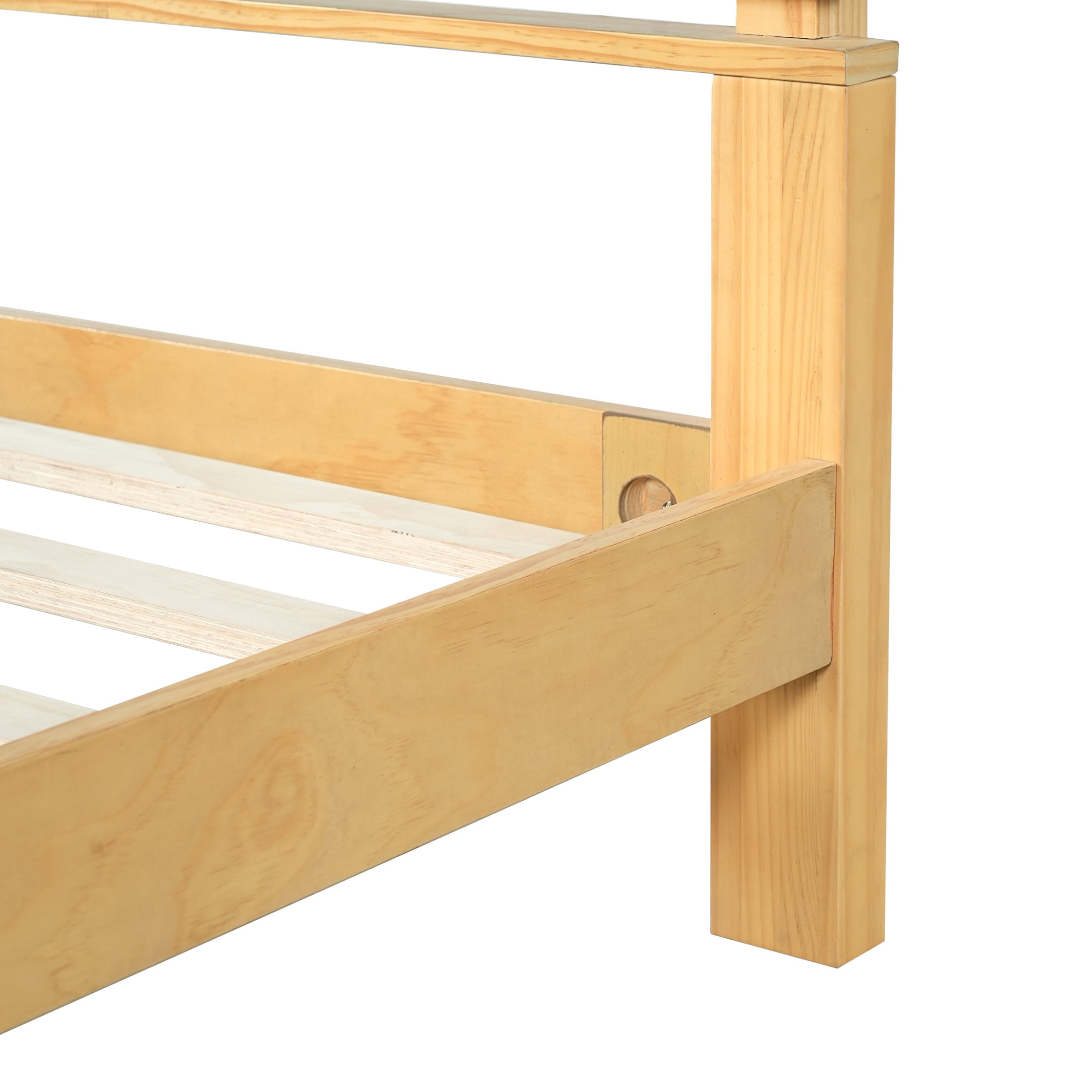 Christopher Knight Home Queen Wood Bed Frame with 2 Nightstands, Slatted Headboard Design, Natural