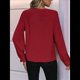thumbnail image 5 of Camisas de Mujer con Botones, Puños de Encaje, Larga, Blusas Elegantes de con Cuello Mao, Blusas Informales de Negocios para Otoño Rojo L, 5 of 10