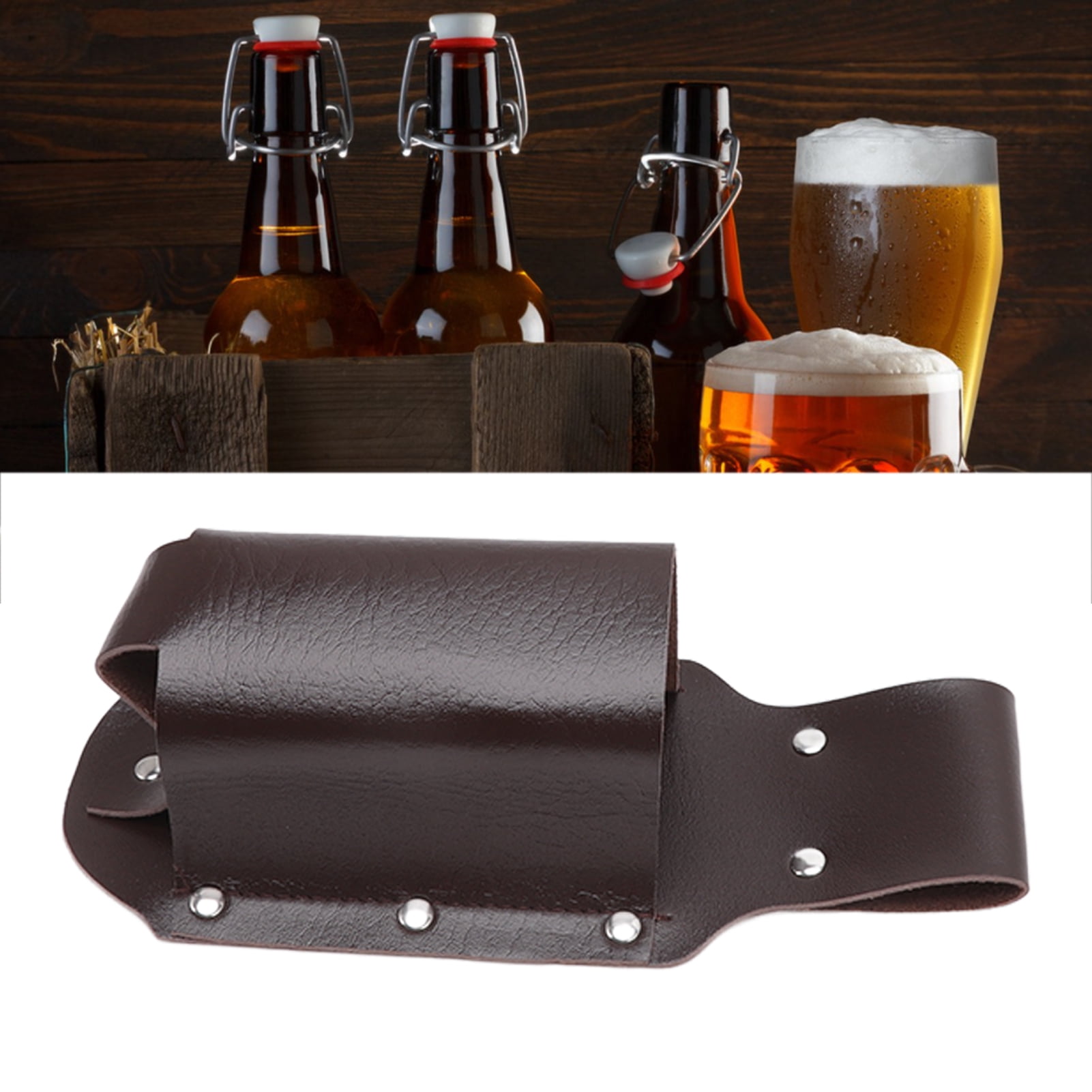 Mein HERZ Bière Holster, Holster bière Classique, Étui à Bière en Cuir PU, Support de Bière PU utilisé pour diverses canettes de bière, adapté pour l' escalade, Le Cyclisme, Le Sport, Noir