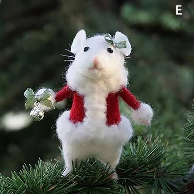 1PC Christmas Halloween Mouse With A Pumpkin Handmade DIY Wool Felt Mouse