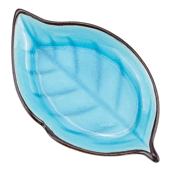Ceramic Spoon Rest Stove Top Light Sky Blue Leaf Cooking Spoon Holder Cute Jewelry Dish Trinket Ring Tray Tableware