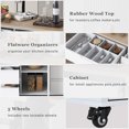 thumbnail image 6 of Kitchen Cart with Rubber Wood Countertop , Kitchen Island has 8 Handle-Free Drawers Including a Flatware Organizer and 5 Wheels for Kitchen Dinning Room, White, 6 of 9