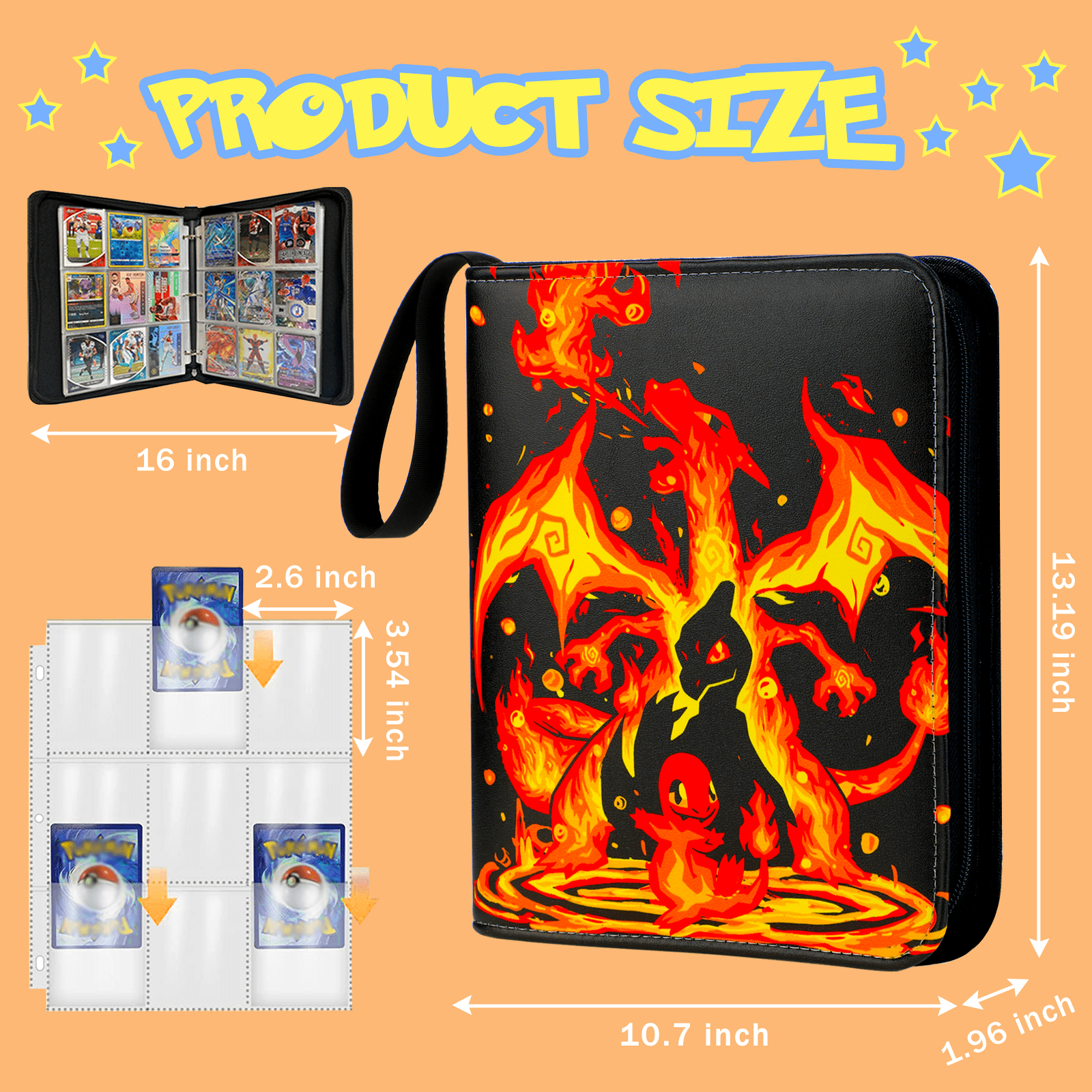 Trading Card Binder 9 Pocket with 50 Sleeves, Waterproof Card Album Binder  for Game, Sports, Collectible Cards