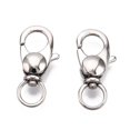 thumbnail image 4 of 20pc Tarnish Resistant Polished 316 Surgical Stainless Steel Lobster Claw Swivel Clasps Swivel Snap Hooks Stainless Steel Color 22~24x11x6mm Hole: 6mm, 4 of 4