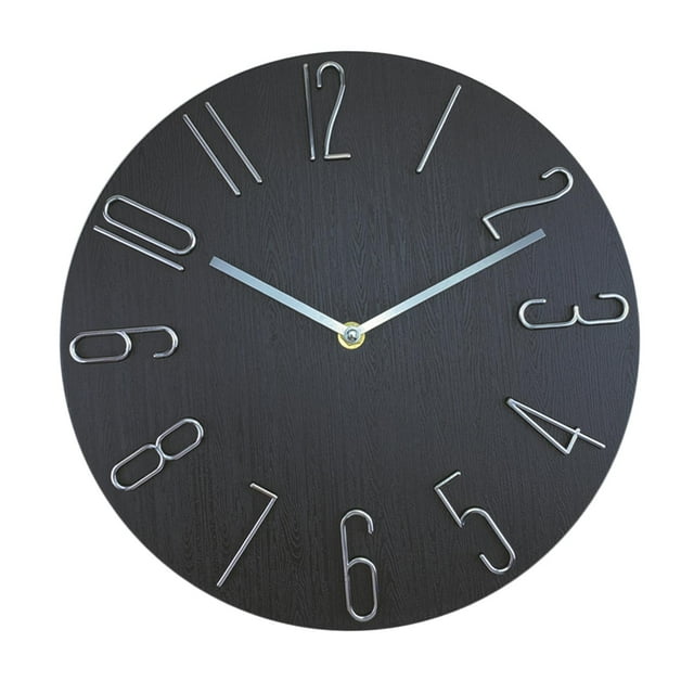 Relojes colgantes nórdicos, silenciosos, decorativos, redondos, de 12 pulgadas, para pared Negro